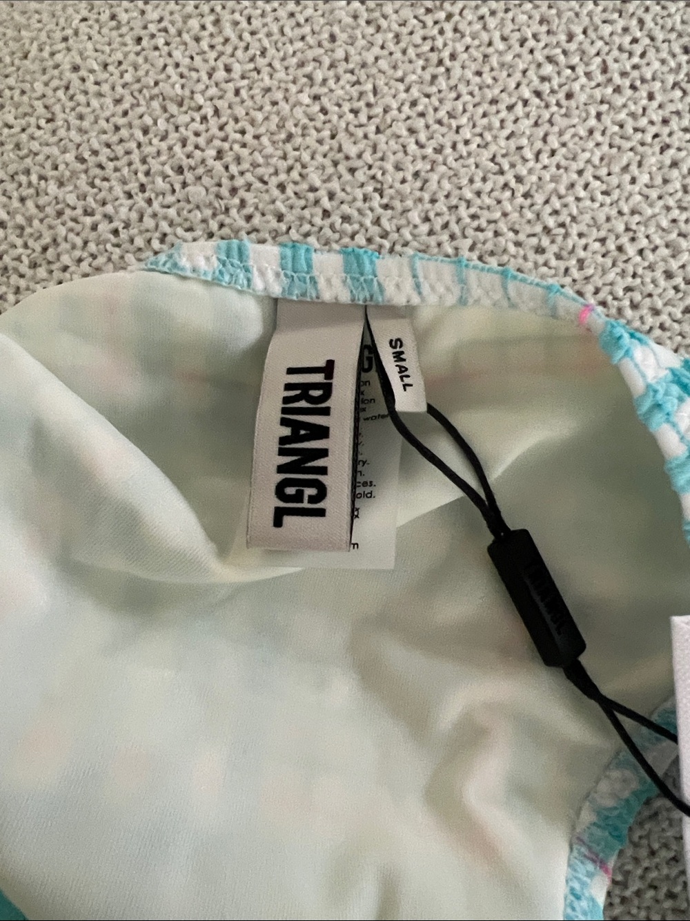 NWT triangl swimwear Blue Bloss Check Tie-Side Triangle Bikini size Small - Picture 6 of 15